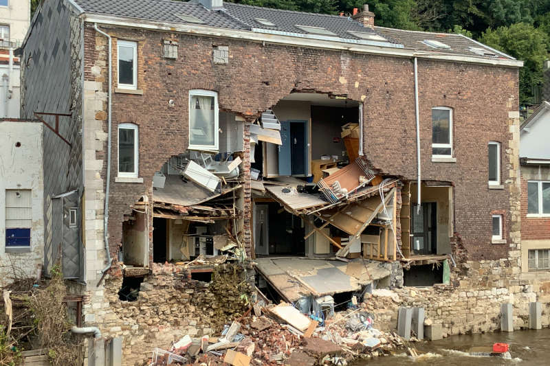 immeuble a demolir suite catastrophe naturelle Belgique