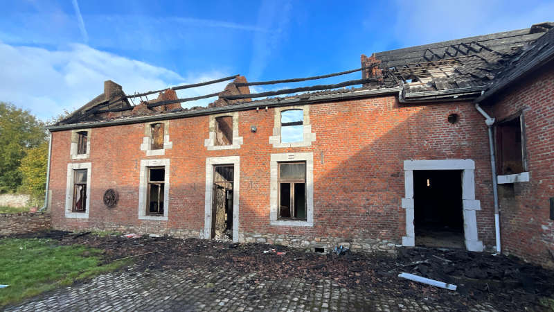 incendie corps de ferme Hannut expertise pour le compte de l'assuré d'une maison incendiée dans le Hainaut